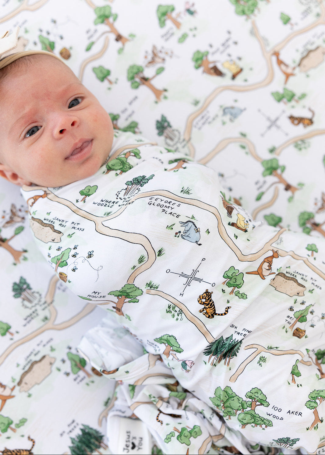 Winnie the Pooh Hundred Acre Wood bamboo swaddle.