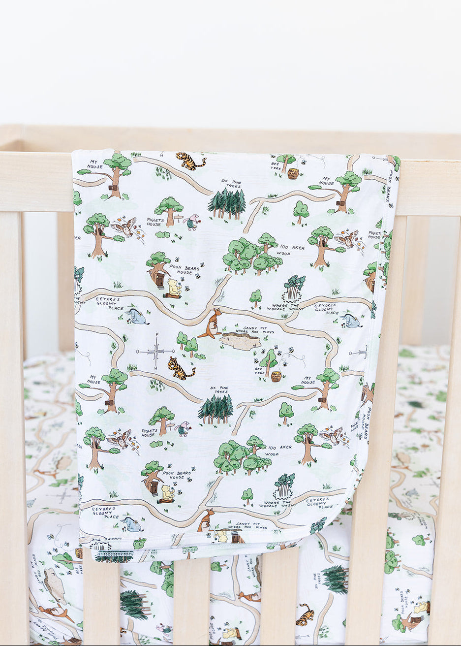 Winnie the Pooh Hundred Acre Wood bamboo swaddle.