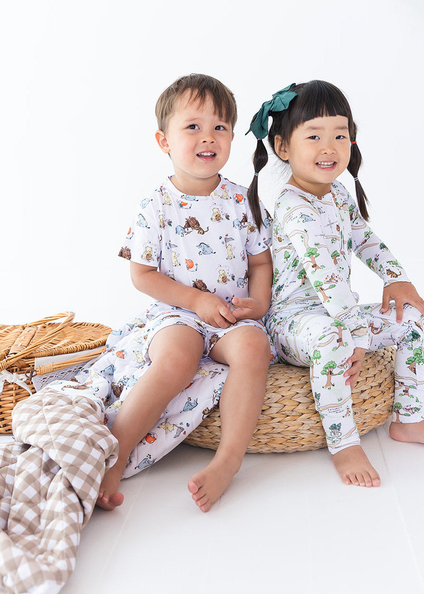Winnie the Pooh shorts and shirt set made from bamboo for little boys.