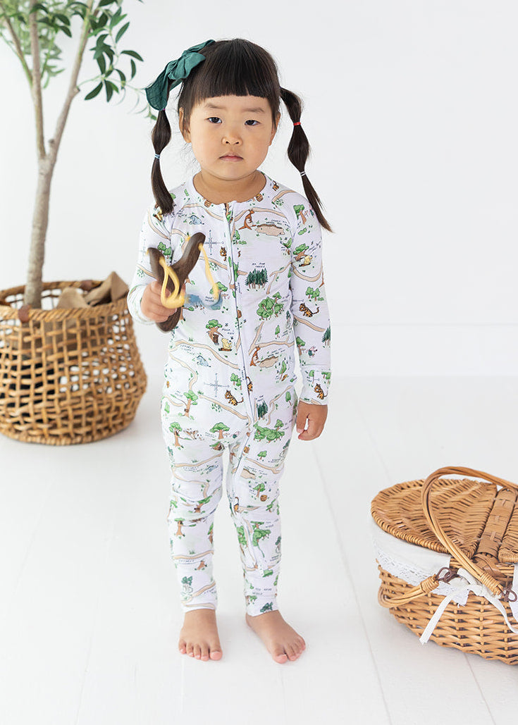 Winnie the Pooh Hundred Acre Wood convertible zippy romper.