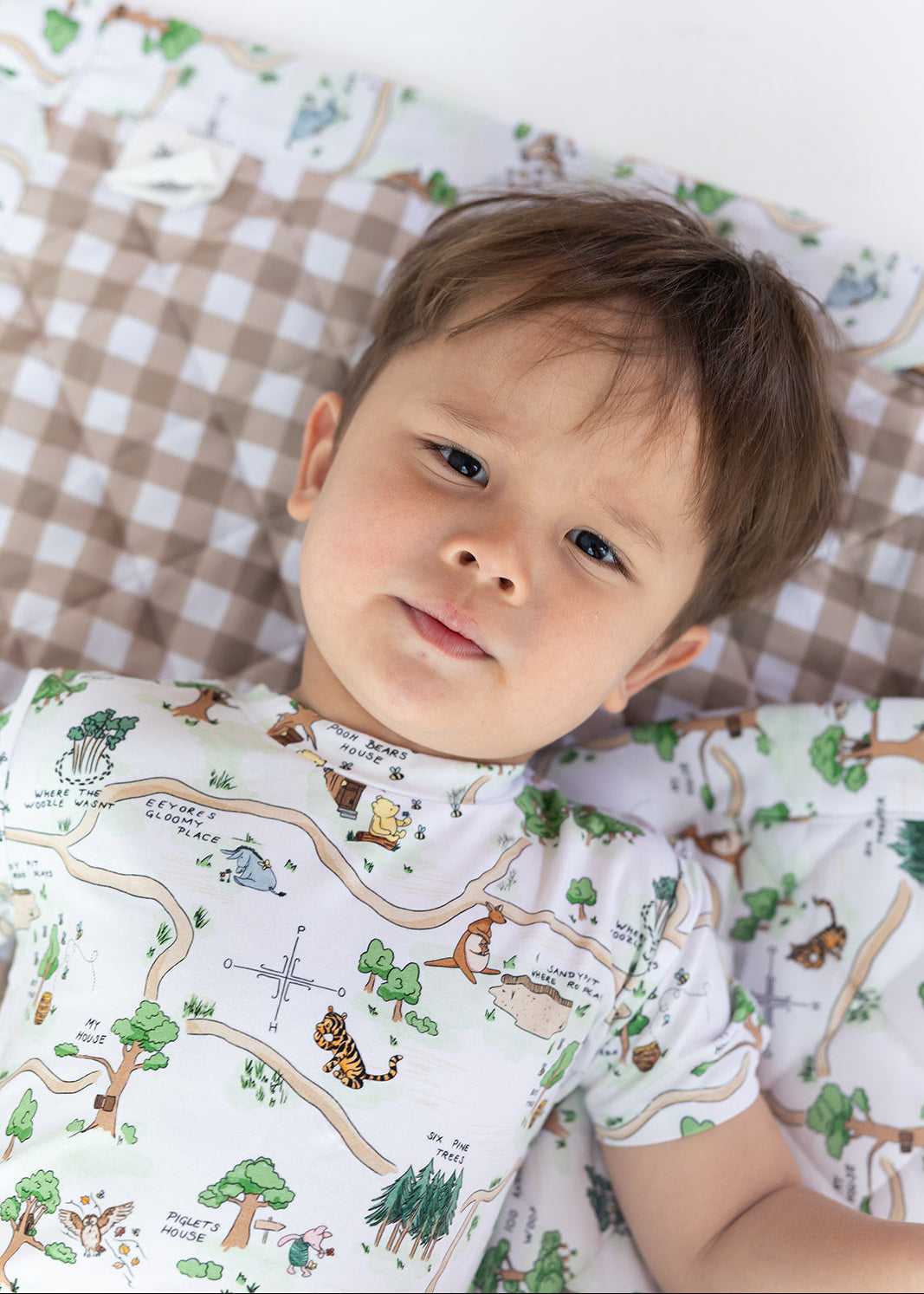 Winnie the Pooh Hundred Acre Wood bamboo shorts and shirt set.
