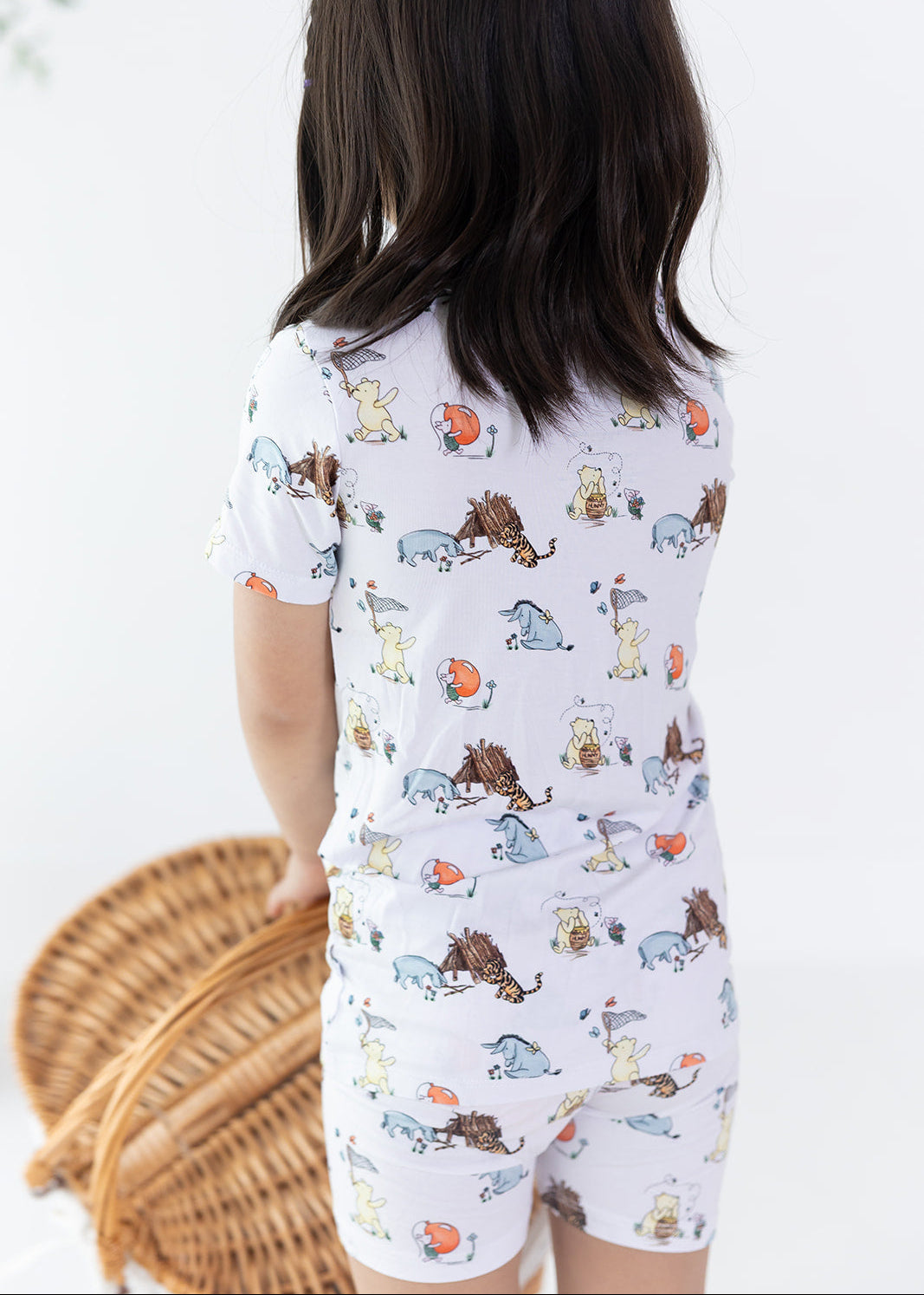 Winnie the Pooh bamboo biker shorts and shirt set for little girls.
