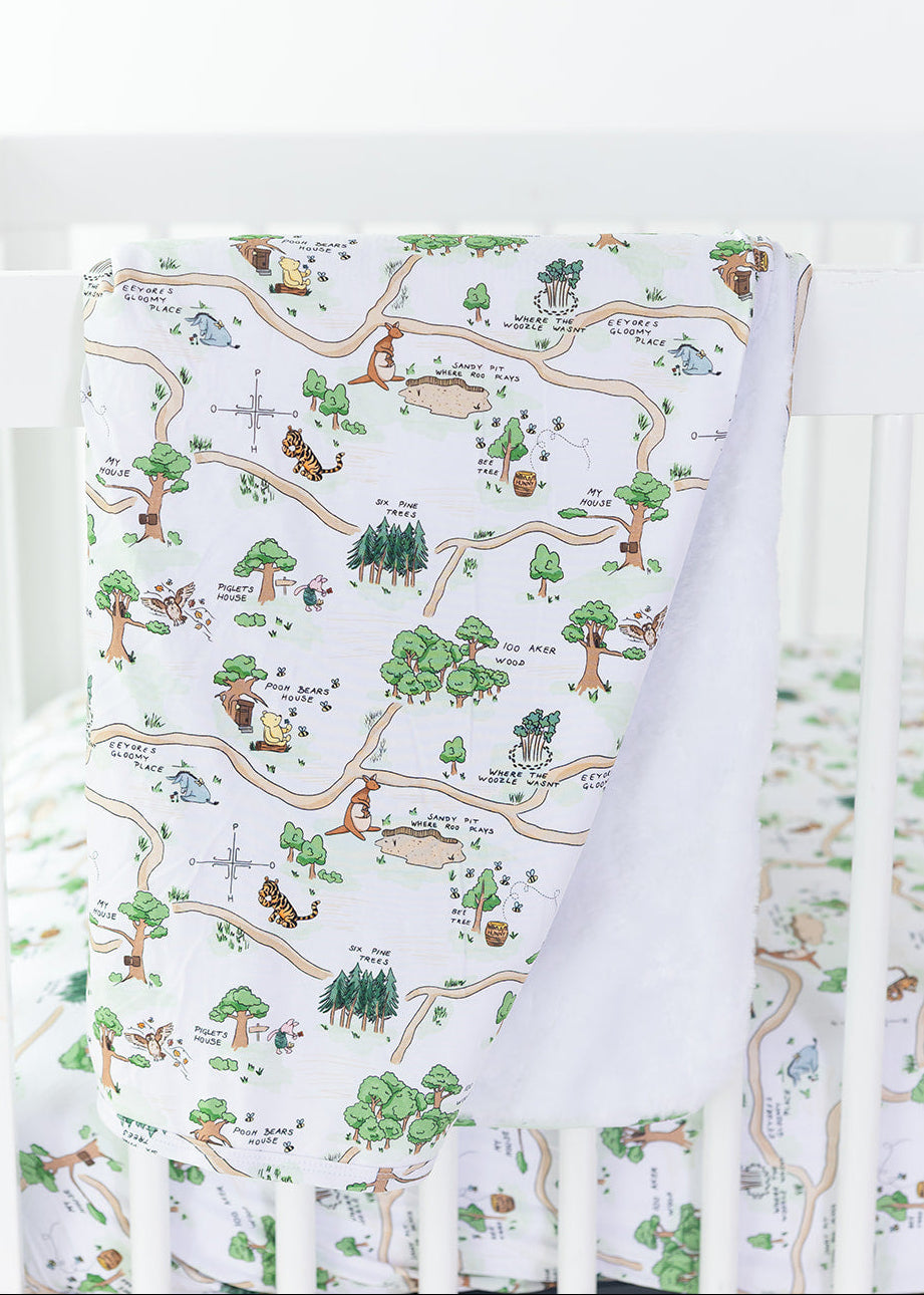 Winnie the Pooh Hundred Acre Wood plush bamboo blanket.