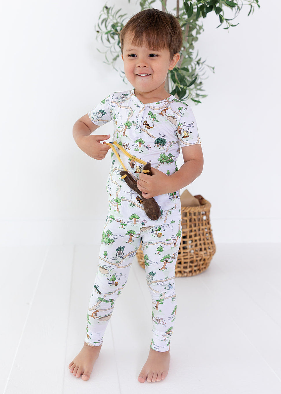 Winnie the Pooh Hundred Acre Wood bamboo pajama set.