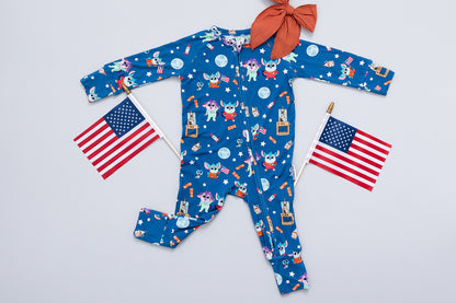 Chip Chilla convertible bamboo romper with double zippers for baby boys and girls.