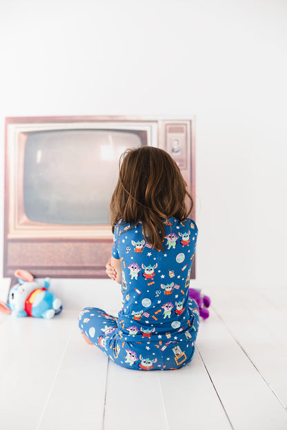 Bamboo pajama set for toddler boys and girls with Chip Chilla print for winter and summer. Daily Wire and Bentkey's Chip Chilla pajamas.