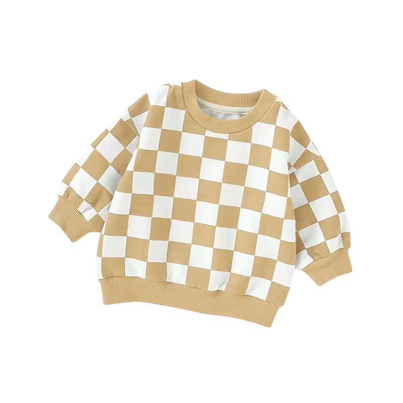 Organic Cotton Sweatshirt | Yellow Checkered