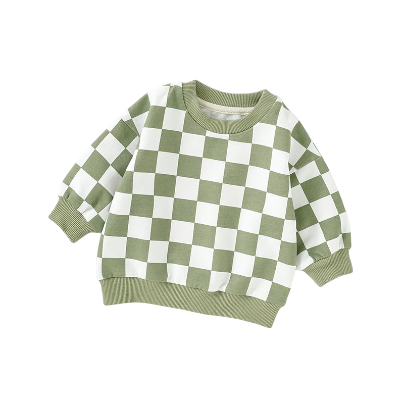 Organic Cotton Sweatshirt | Green Checkered