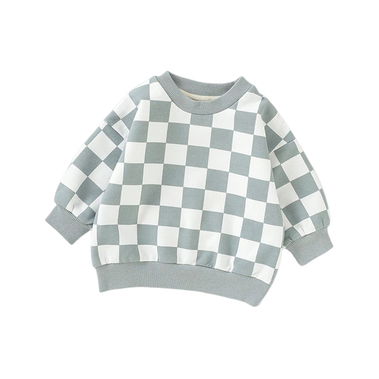 Organic Cotton Sweatshirt | Blue Checkered