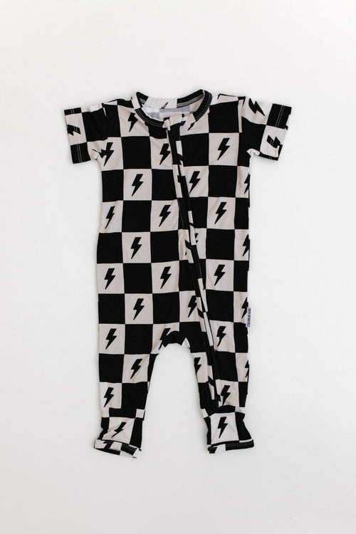 Bamboo Shortie Sleeve Zip Romper | Grease Lightning