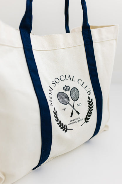 Mom Social Club Reuseable Tote for groceries, beach bag or shopping made of canvas.