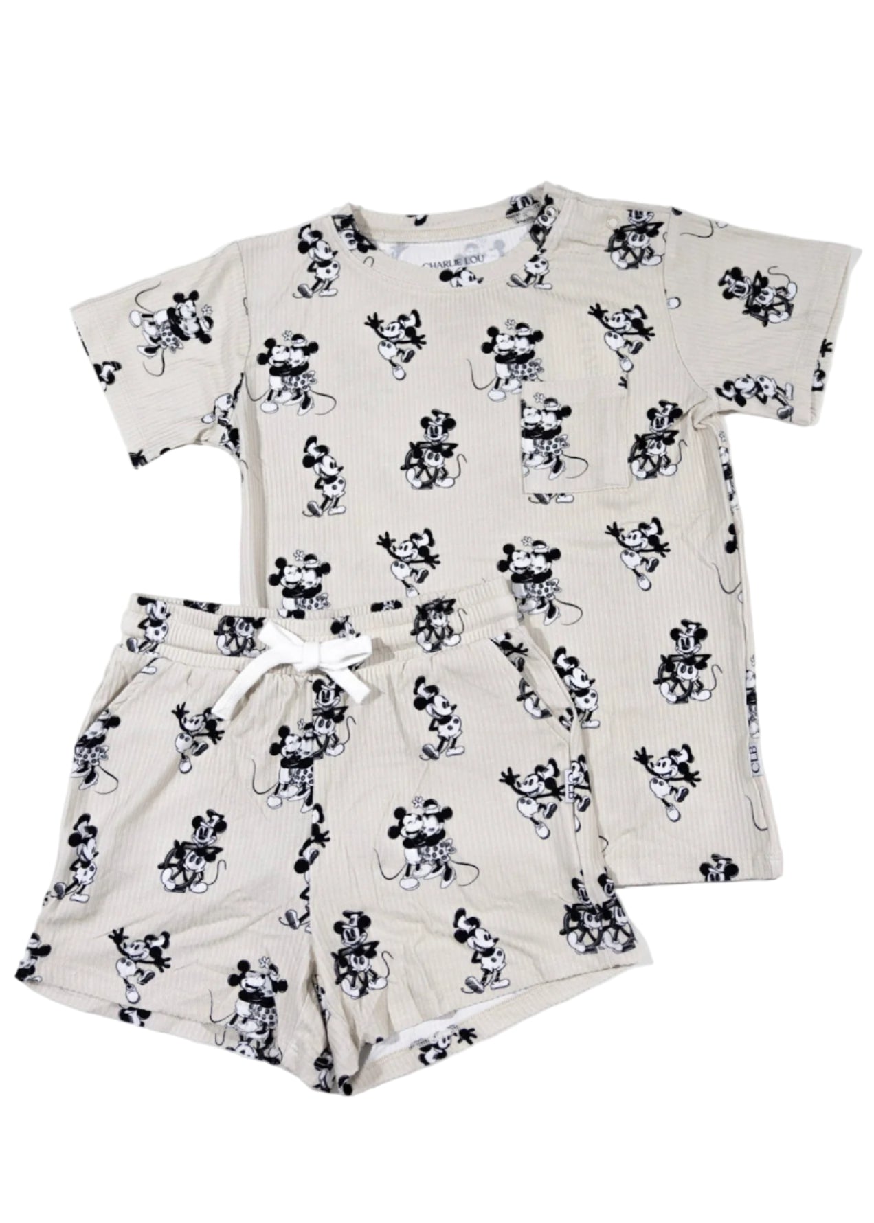 Ribbed Bamboo Shortie Set | Steamboat Willie