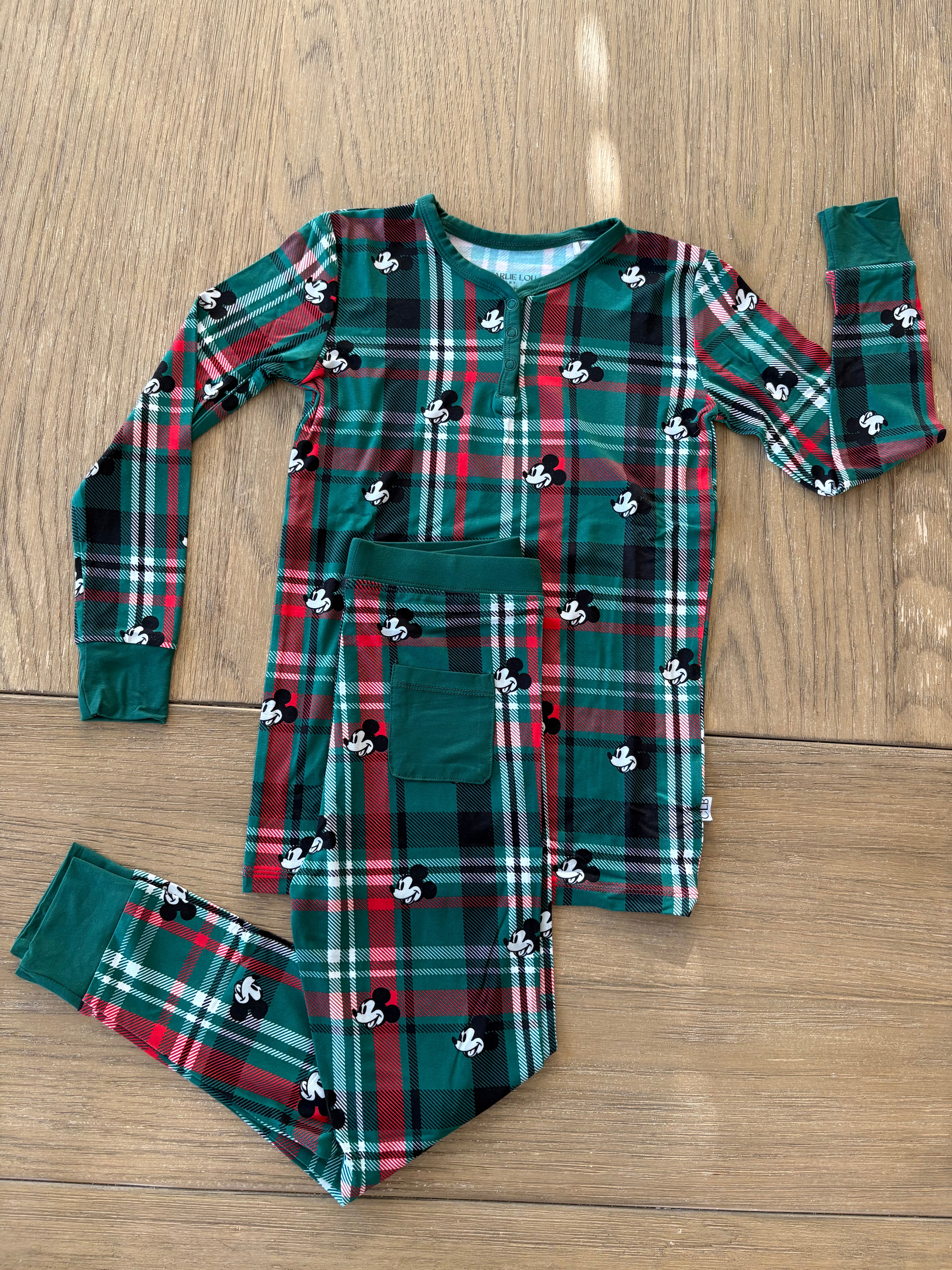 Bamboo Pajama Set | Tartan Steamboat Willie