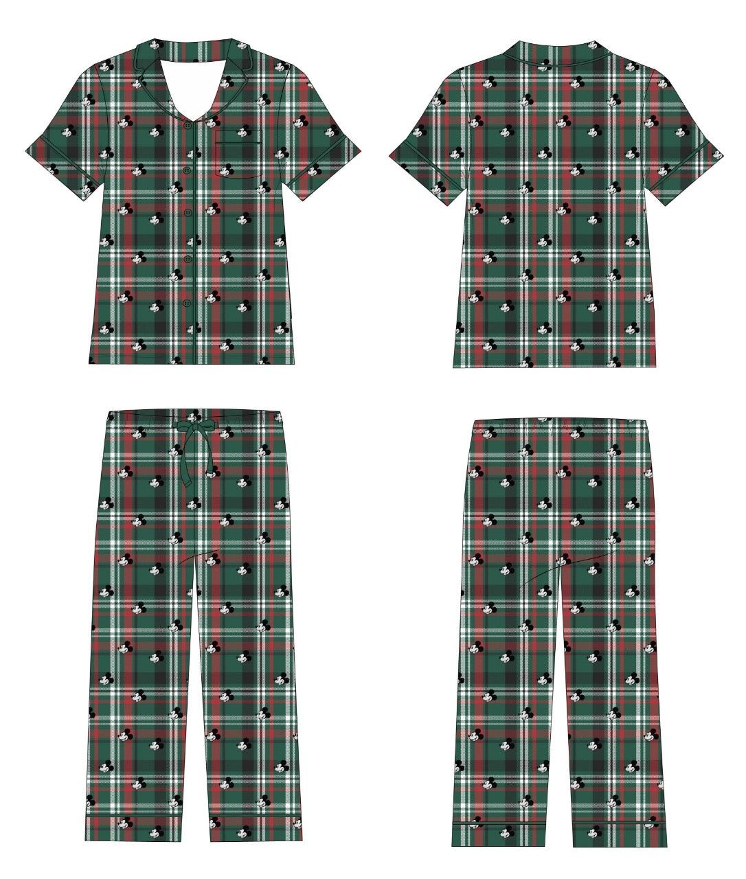 Women's Notch Collar Bamboo Pajama Set | Tartan Steamboat Willie (PREORDER:SHIPS LATE OCT)