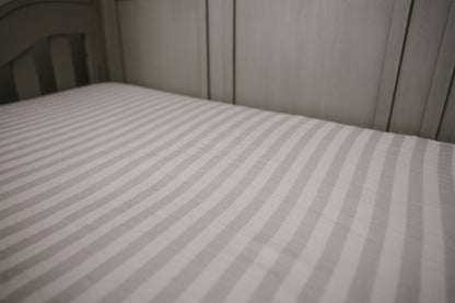 Striped 100% cotton Muslin Crib Sheet for nursery room for boys and girls.